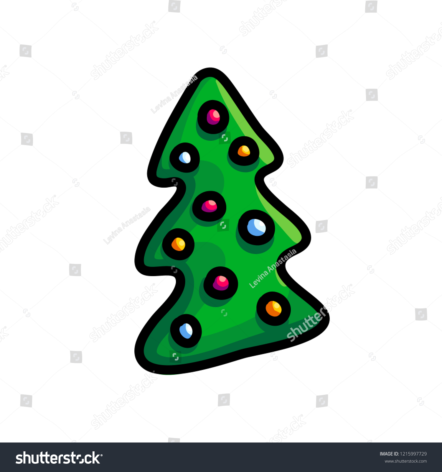 Colorful Cartoon Christmas Tree Isolated On Stock Vector Royalty Free 1215997729