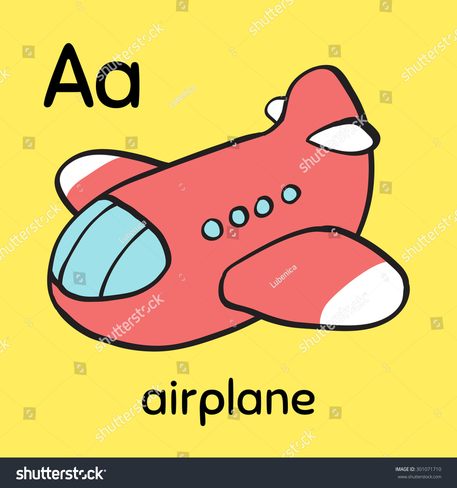 Colorful Cartoon Cute Toy Airplane In Sky. Baby'S First Words/Memory ...