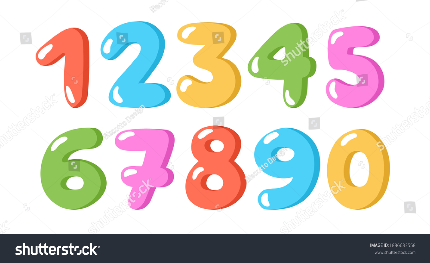 Colorful Cartoon Numbers Kids Birthday Card Stock Vector (royalty Free 