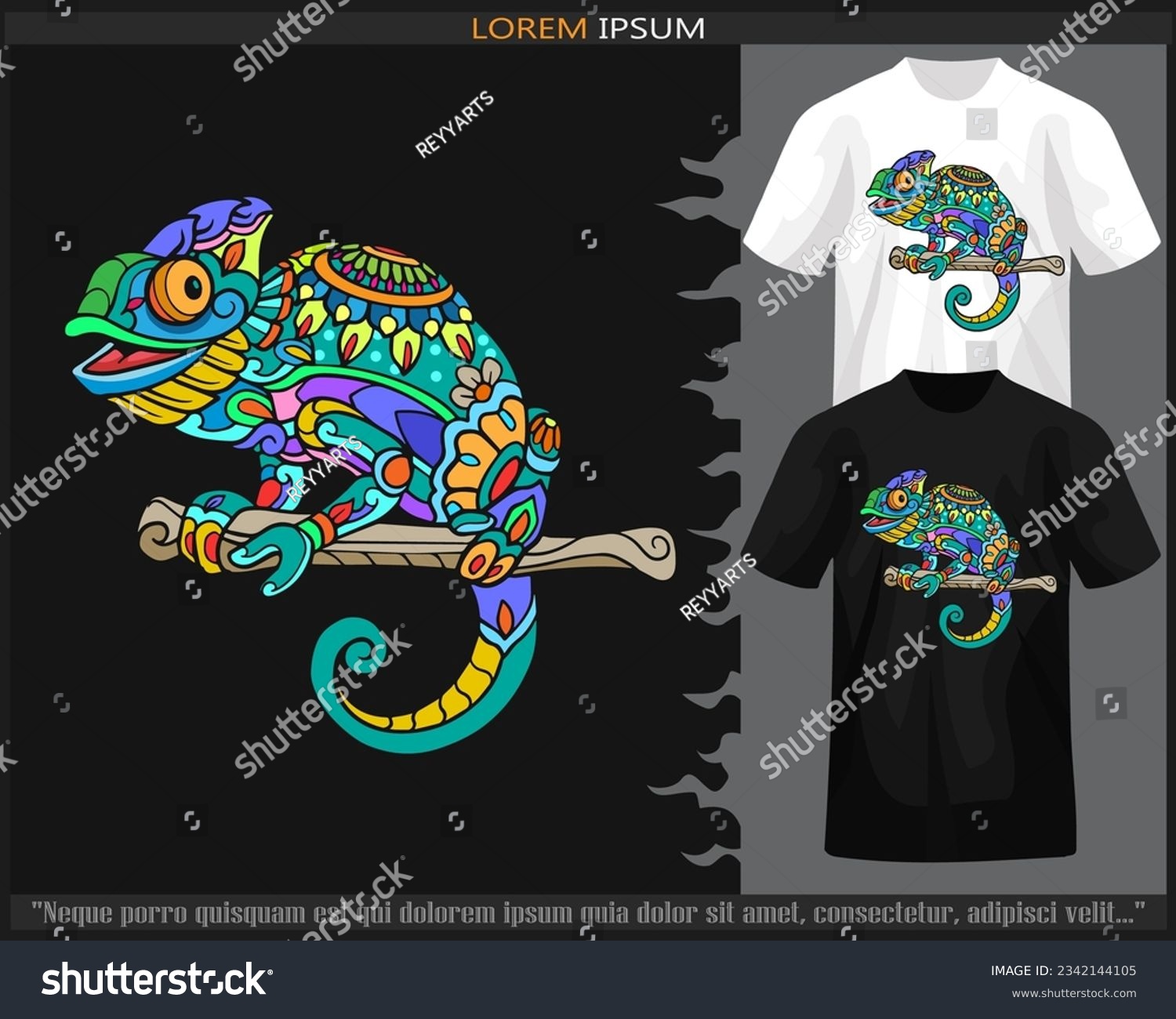 SVG of Colorful chameleon mandala arts isolated on black and white t shirt. svg