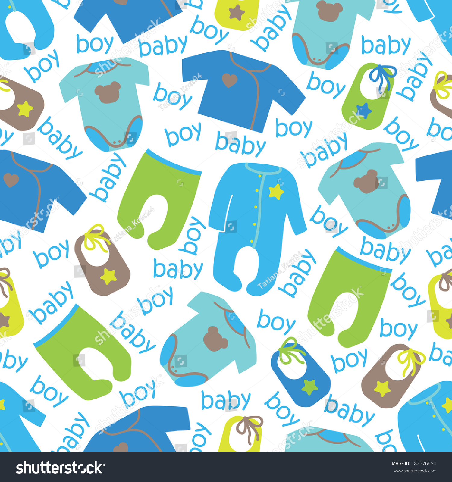 Colorful Clothes Newborn Baby Boy Seamless Stock Vector 182576654