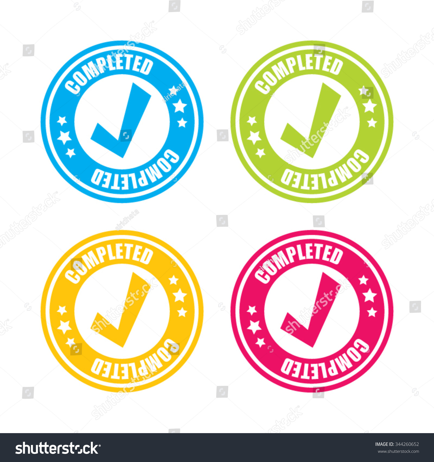 Colorful Completed Stamp Labels Stock Vector 344260652 - Shutterstock