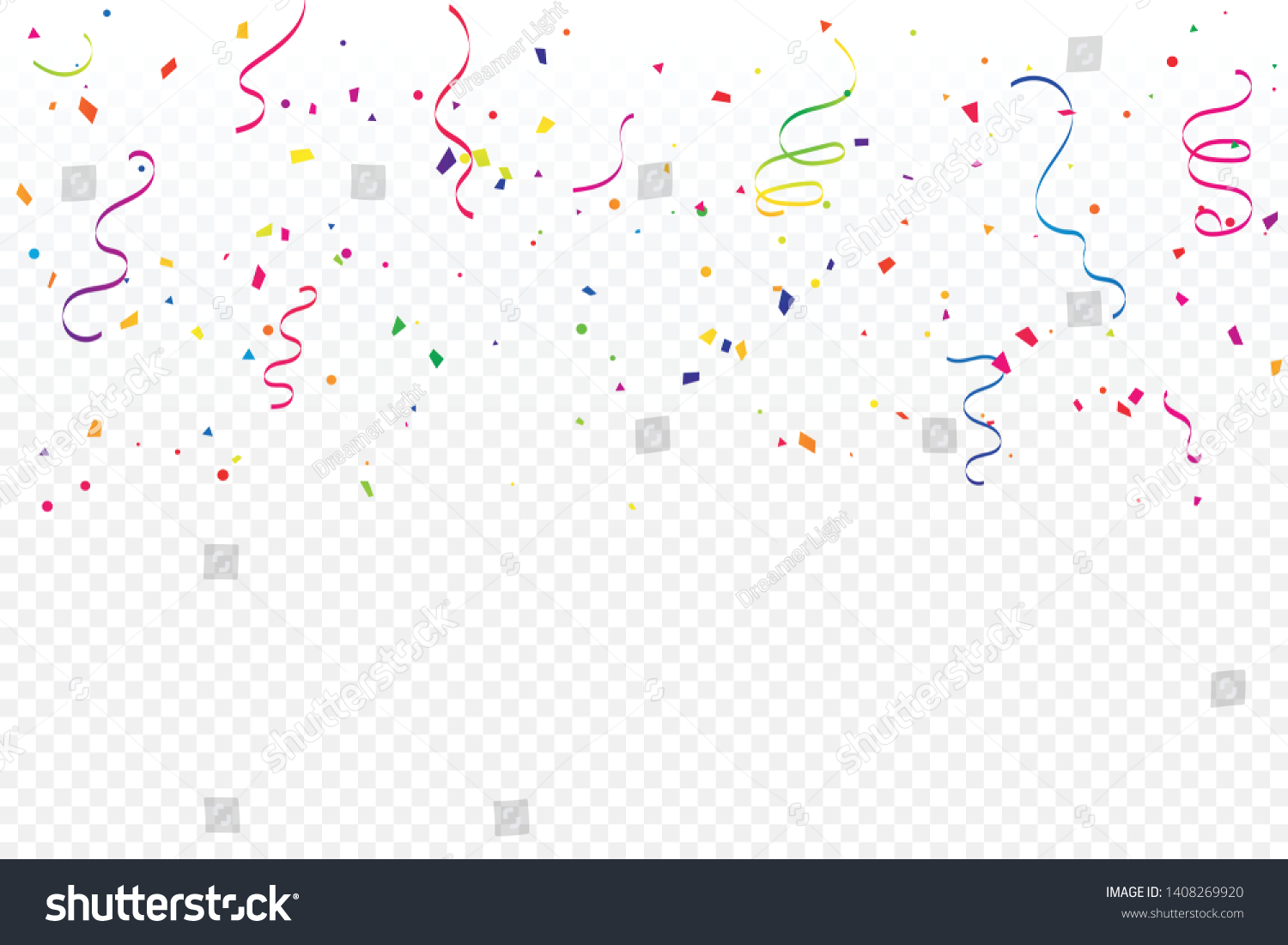 Colorful Confetti Ribbon Falling On Transparent Stock Vector (Royalty ...