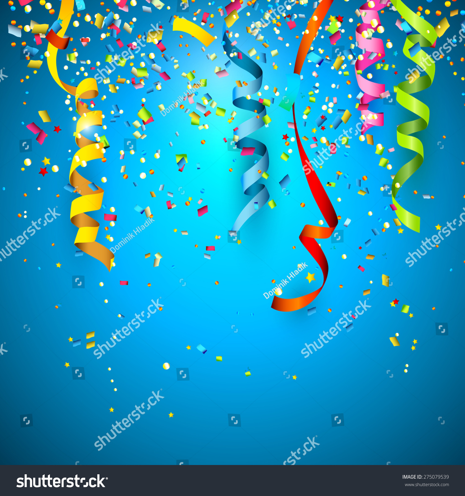 Colorful Confetti On Blue Background Stock Vector 275079539 - Shutterstock
