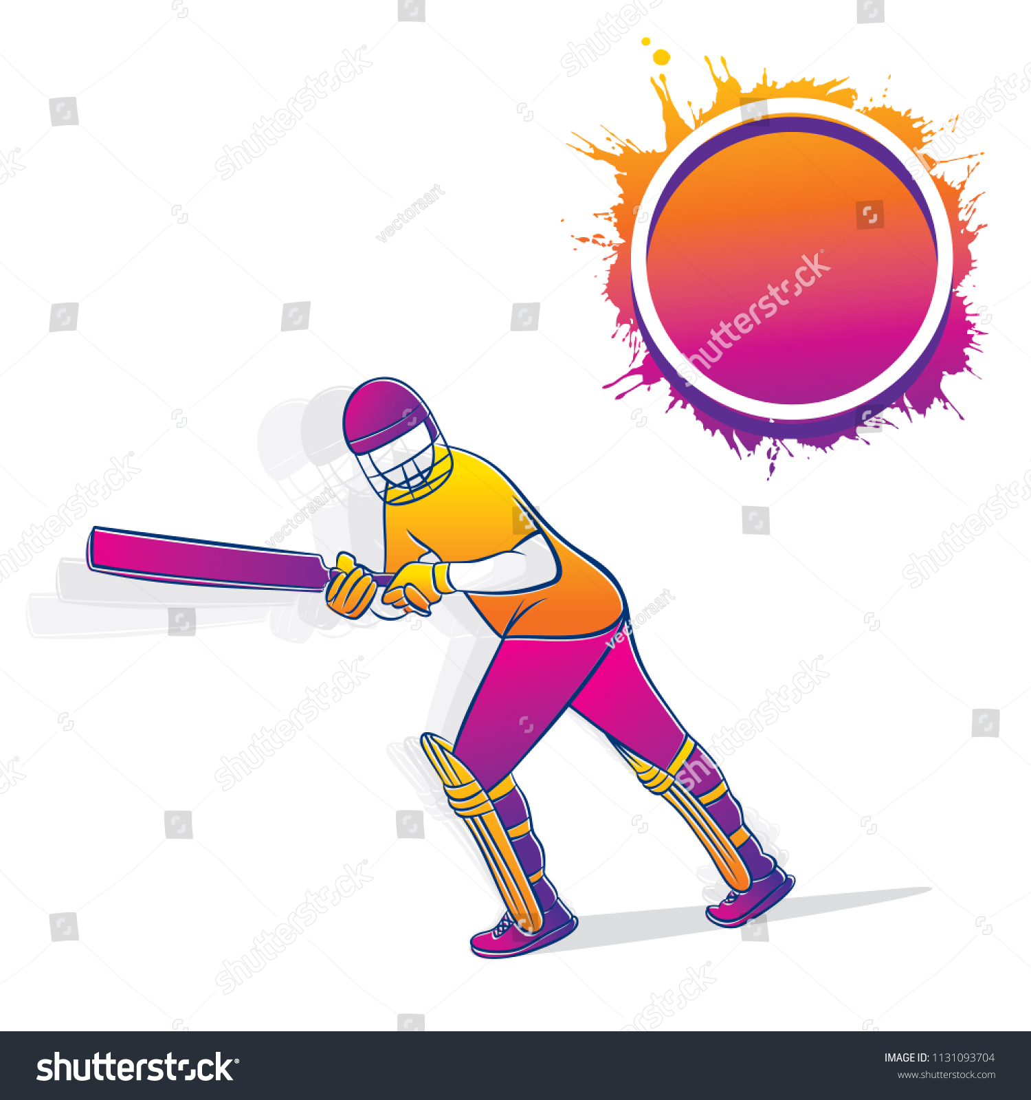 Colorful Cricket Player Hitting Big Shot Stock Vector (Royalty Free ...