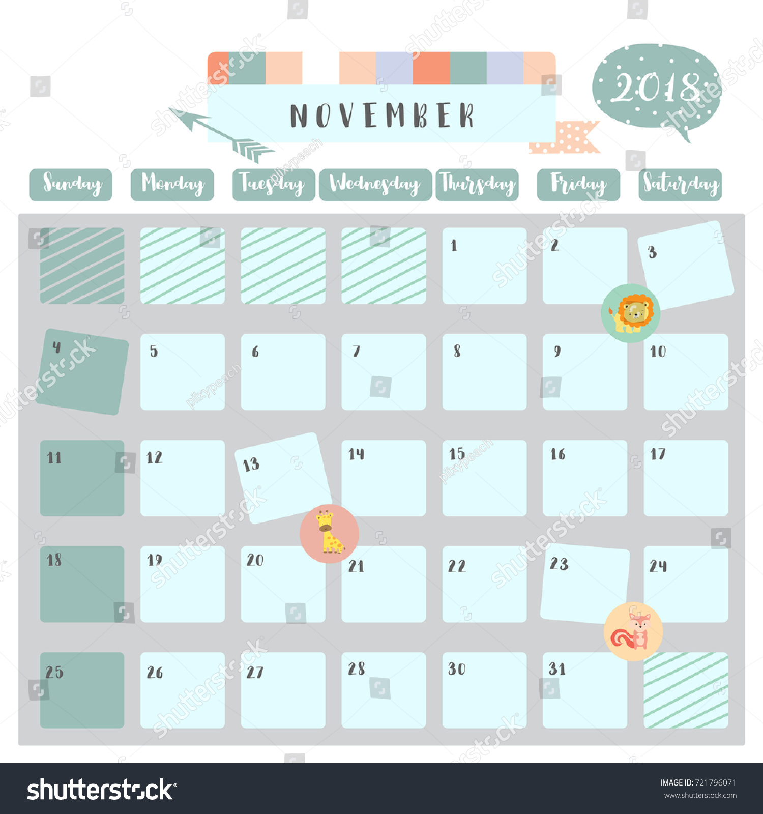 November 2018 Calendar Cute - FREE DOWNLOAD