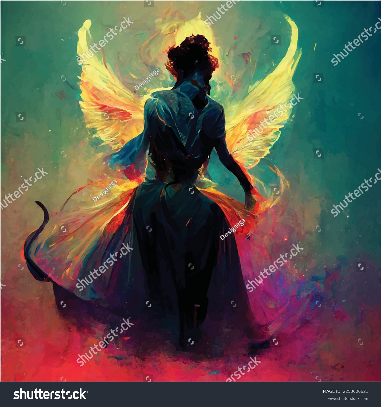 SVG of Colorful devil dancing with angel  svg
