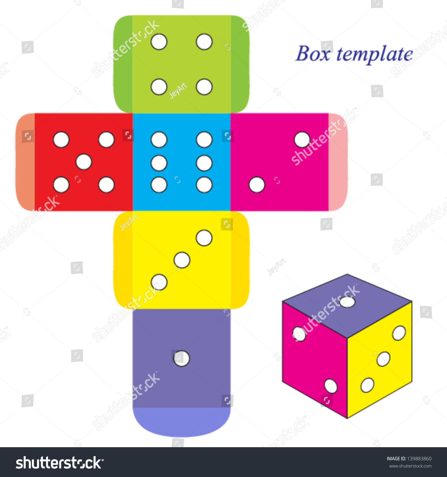colorful dice box template vector illustration stock vector royalty free 139883860