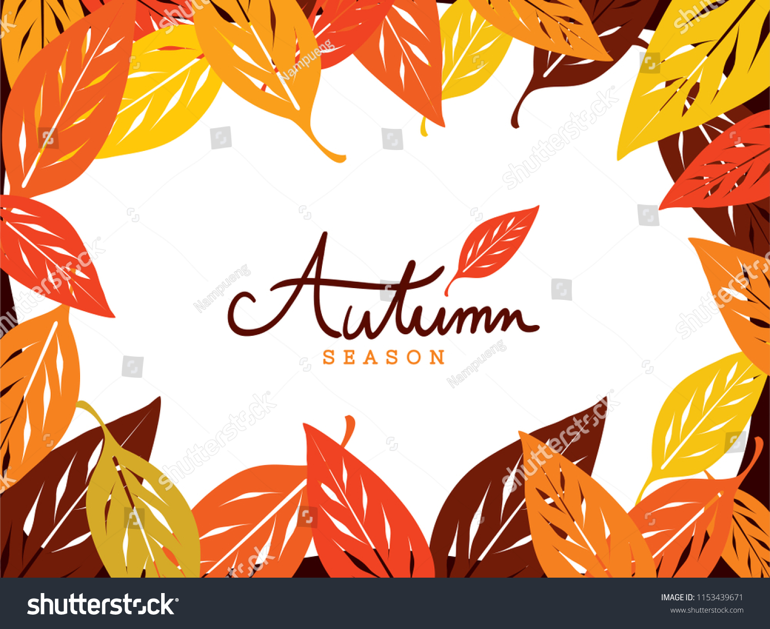 SVG of Colorful dogwood leaves around the frame on white background with hand written font 