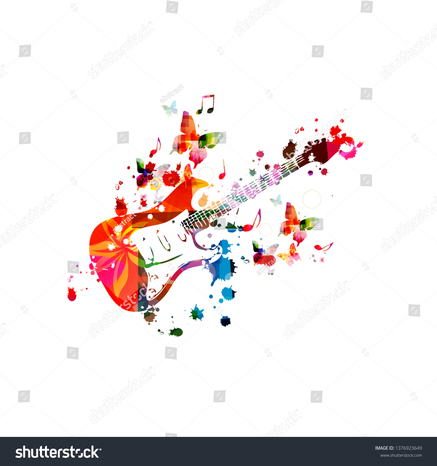 Colorful Electric Guitar Music Notes Isolated Stock Vector Royalty Free 1376923649 - num num num song roblox band