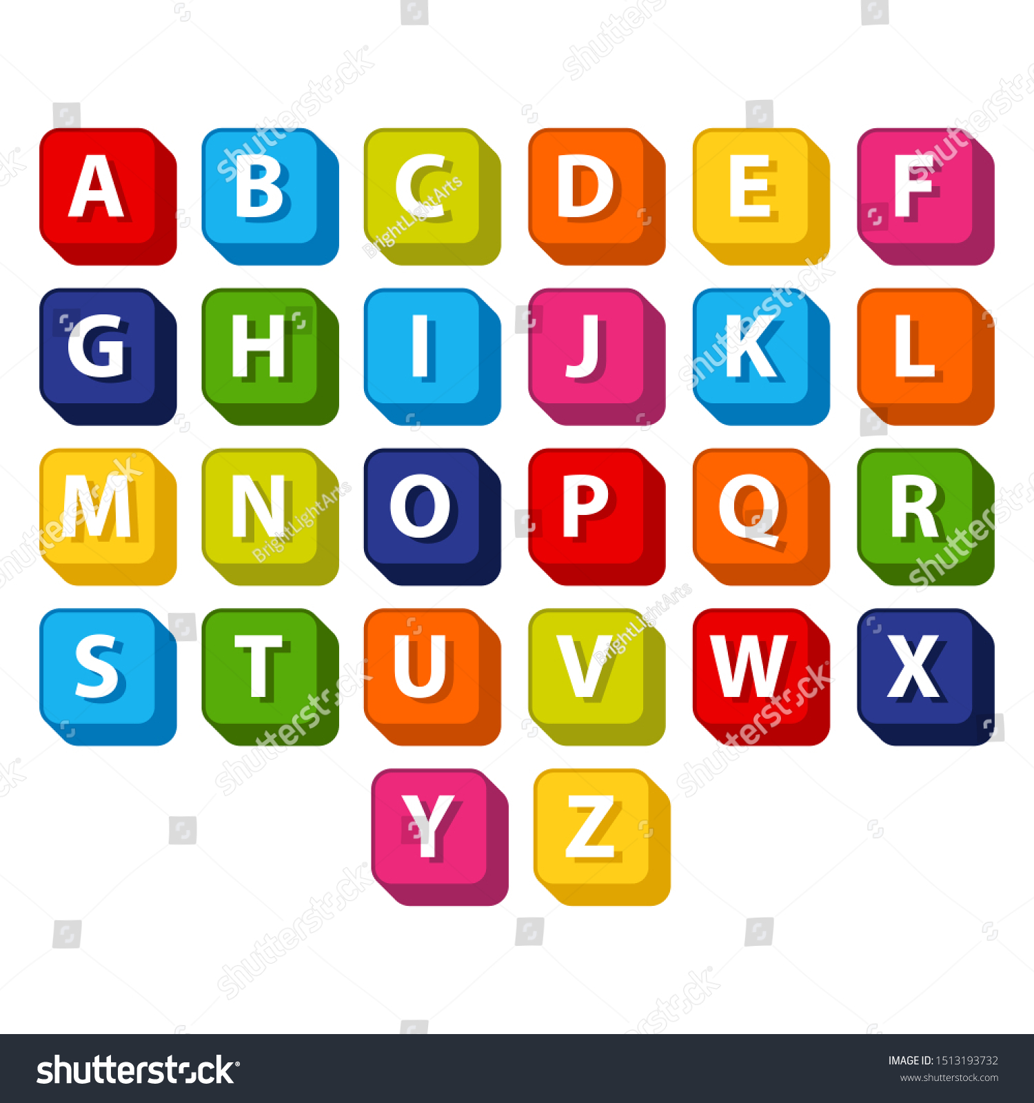 Colorful English Alphabets 3d Boxes Kids Stock Vector (Royalty Free ...