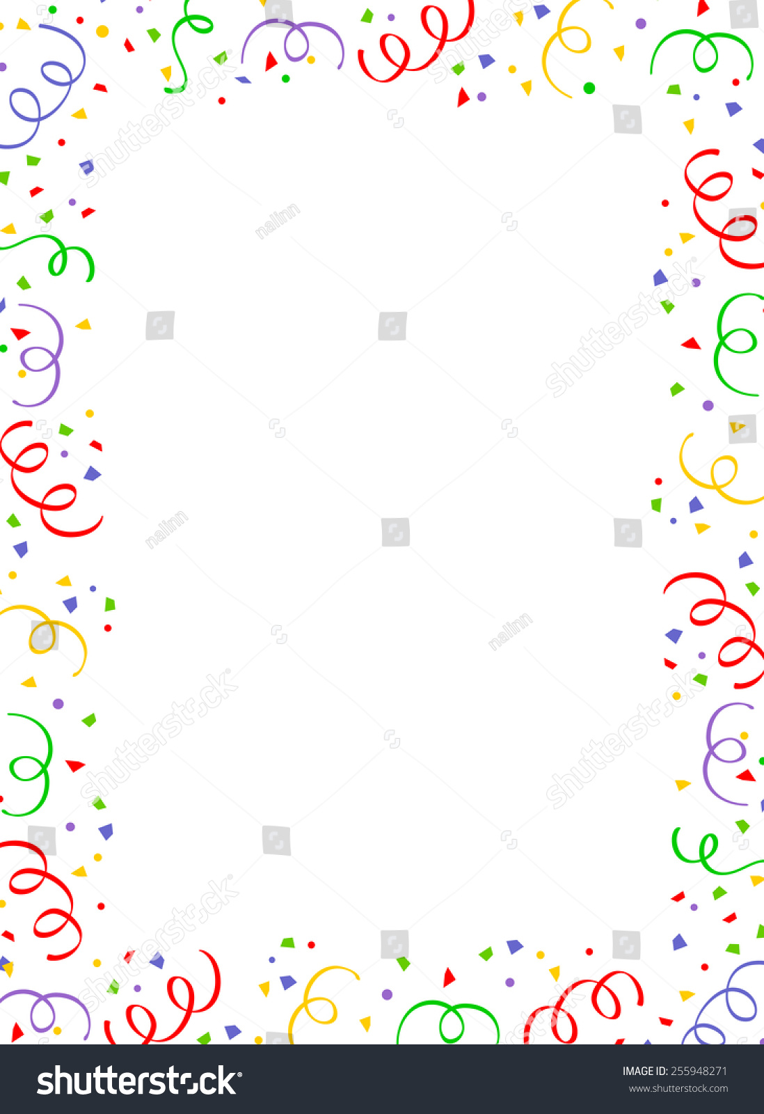 Colorful Falling Confetti Party Frame Empty Stock Vector 255948271 ...