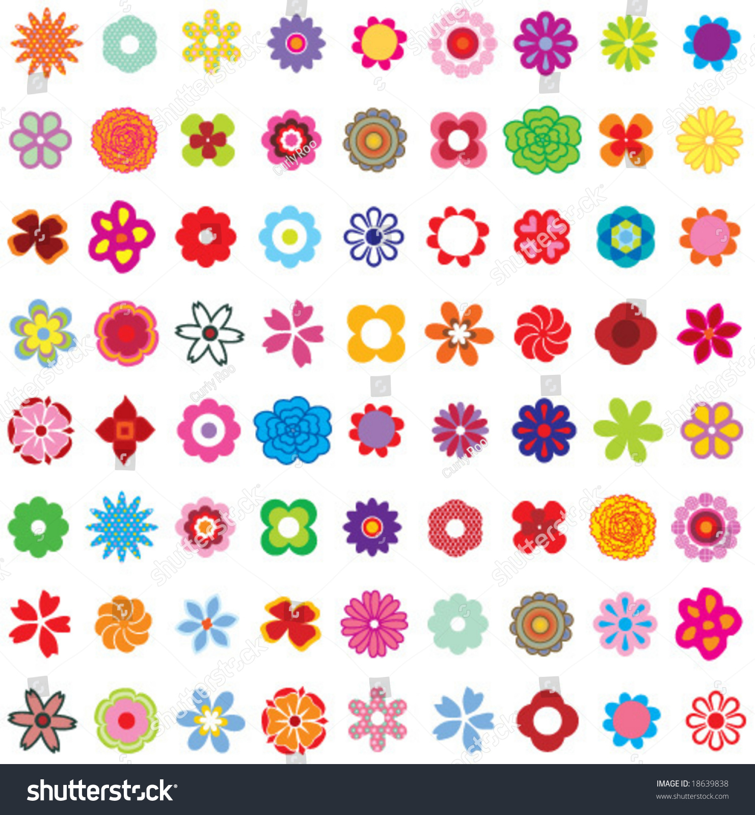 Colorful Flowers Stock Vector Illustration 18639838 : Shutterstock
