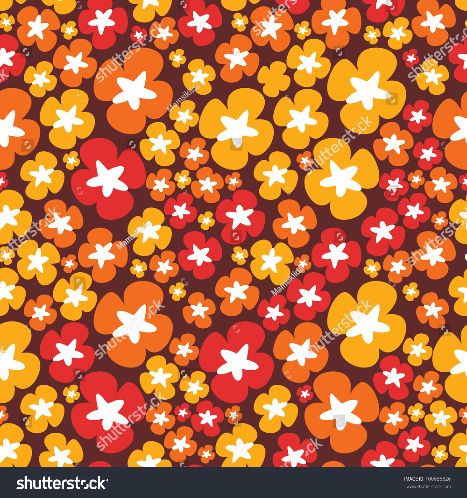 Colorful Flowers - Seamless Pattern Stock Vector Illustration 100656826 ...