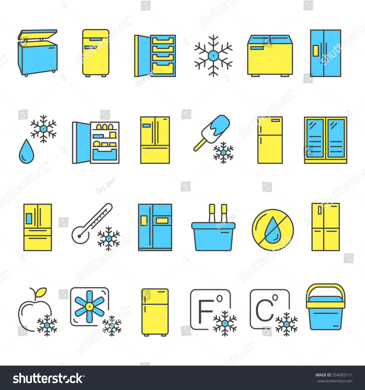 Colorful Fridge Line Icons Set Symbols Stock Vector (Royalty Free ...