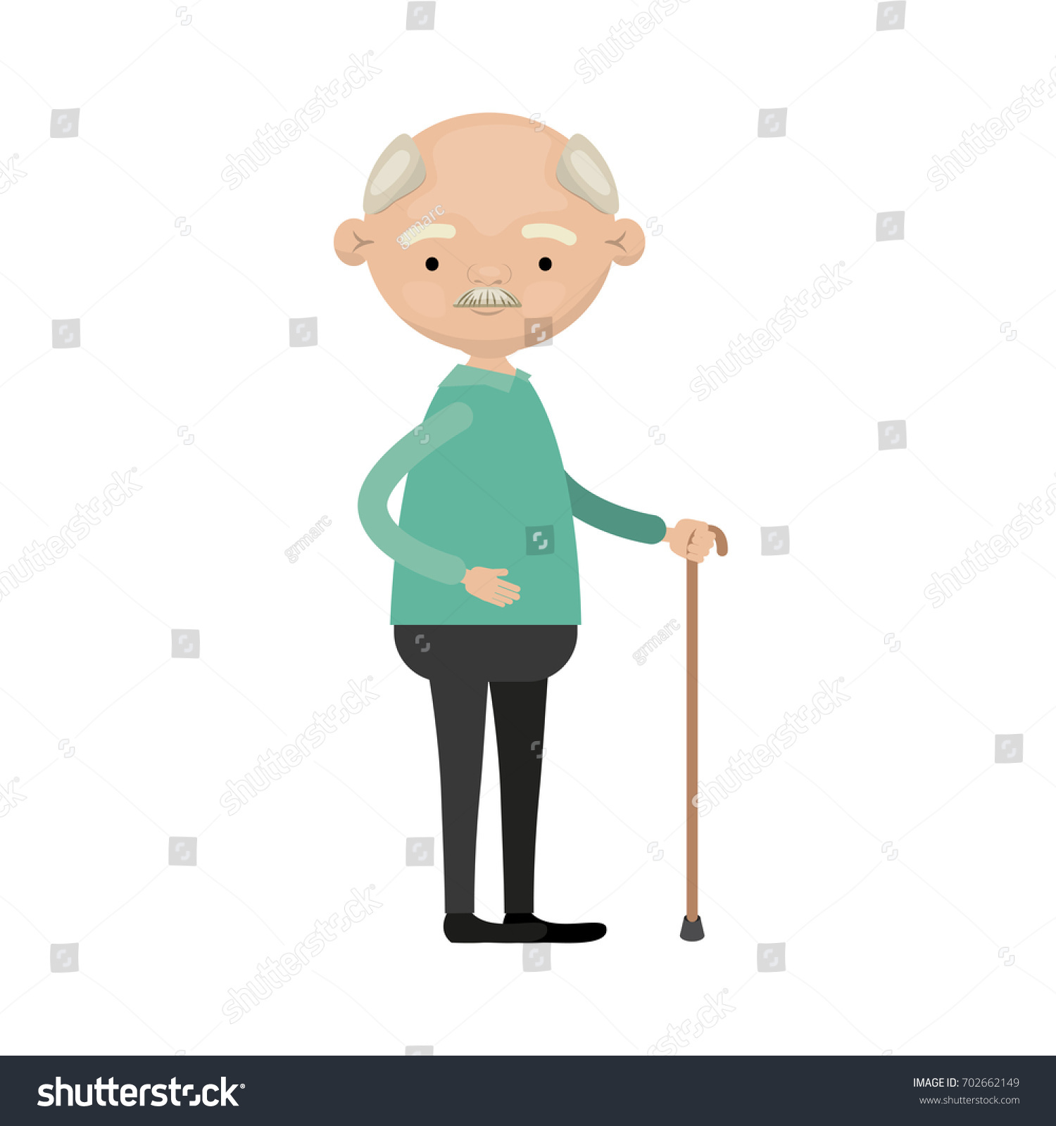 Colorful Full Body Elderly Man Walking เวกเตอร์สต็อก ปลอดค่าลิขสิทธิ์