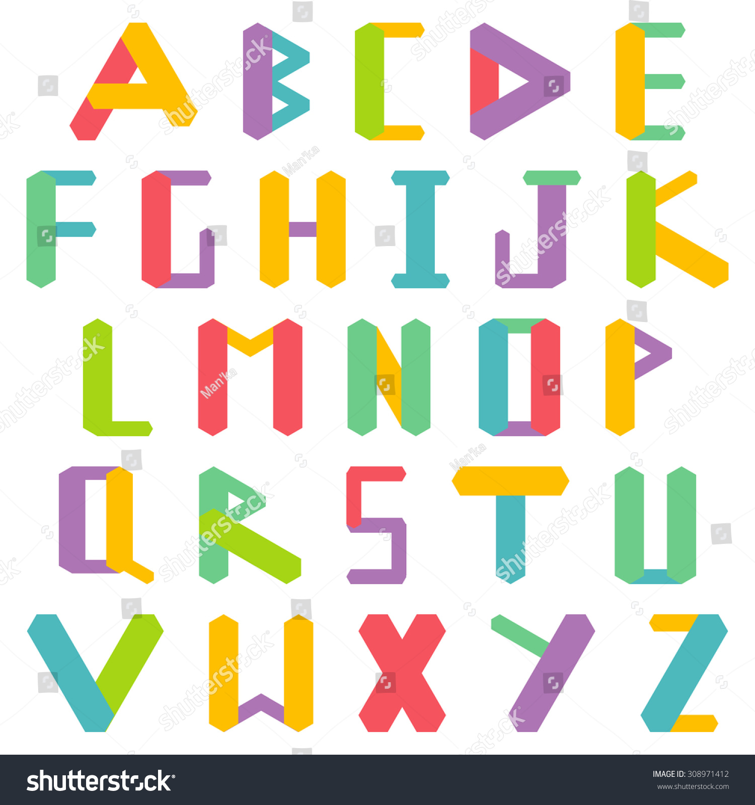 Colorful Geometric Alphabet Stock Vector Illustration 308971412 ...