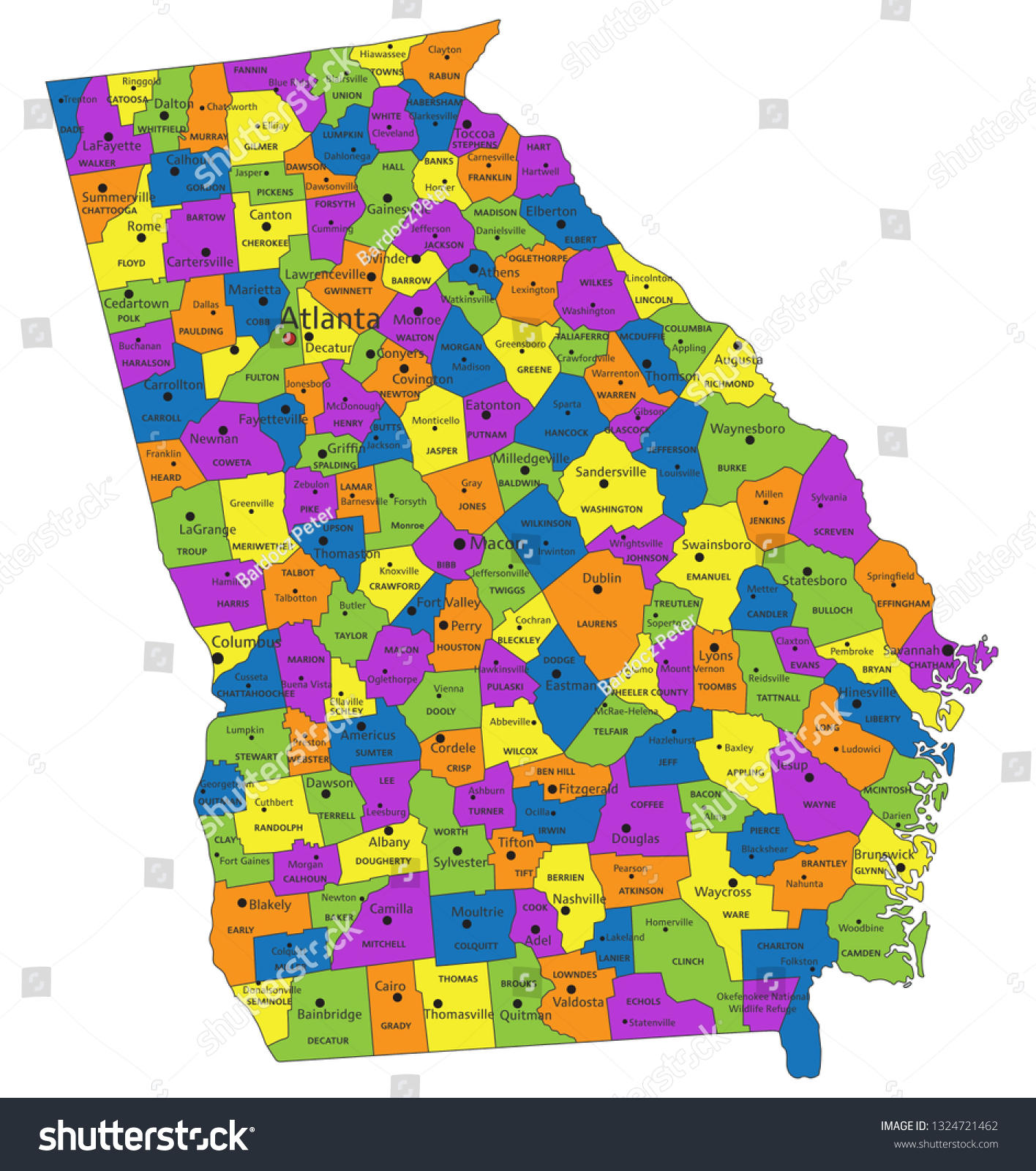 Colorful Georgia Political Map Clearly Labeled Stock Vector Royalty ...