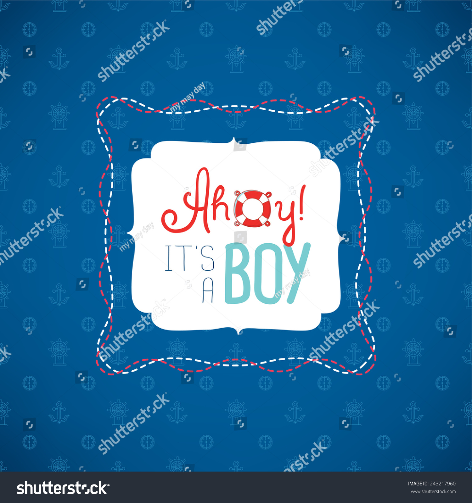 SVG of Colorful greeting card for boy's birthday in marine style svg