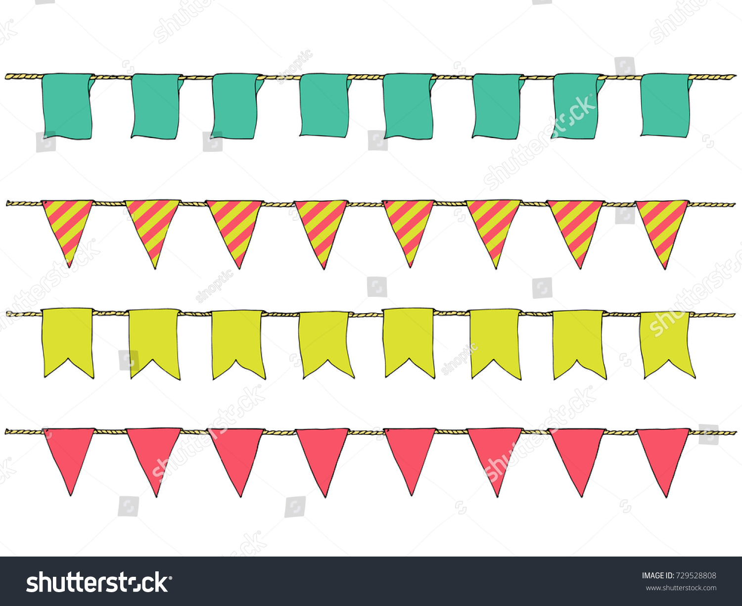 Colorful Hand Drawn Doodle Bunting Banners Stock Vector Royalty Free