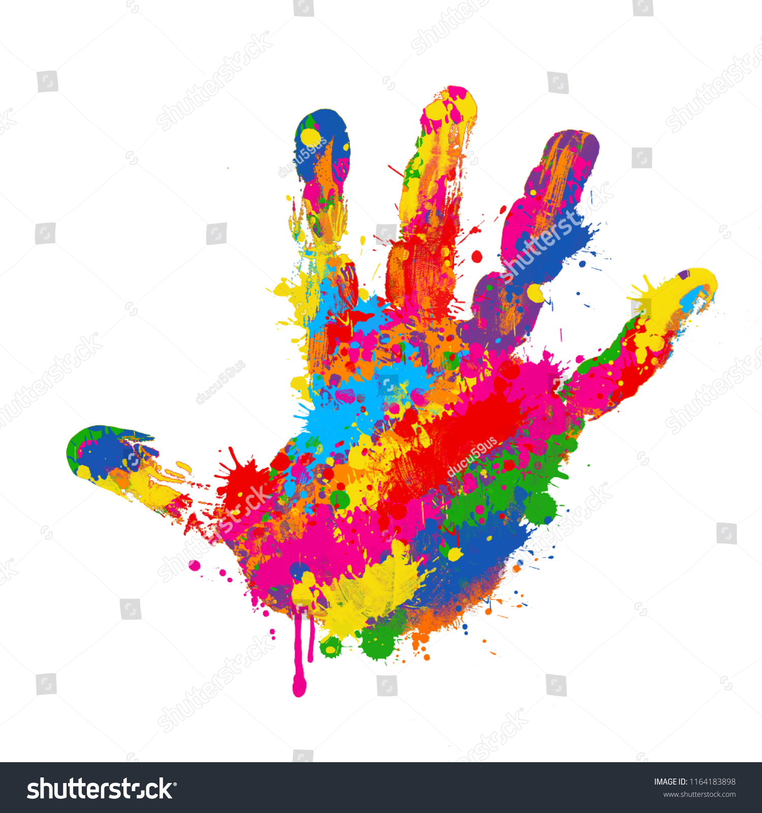 Colorful Handprint On White Background Vector Stock Vector (Royalty ...