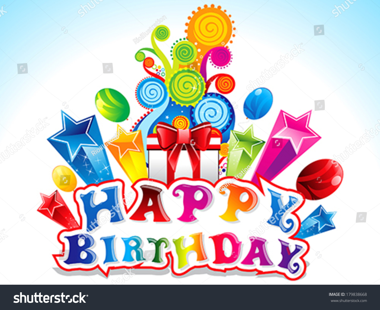 Colorful Happy Birthday Card Vector Illustration - 179838668 : Shutterstock