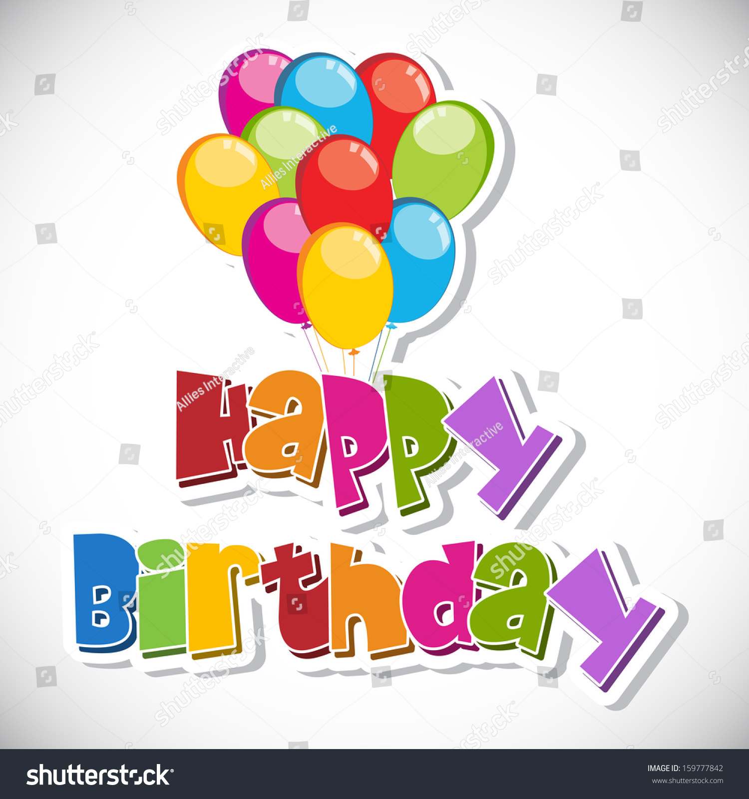 Colorful Happy Birthday Text Glossy Balloons Stock Vector 159777842 ...