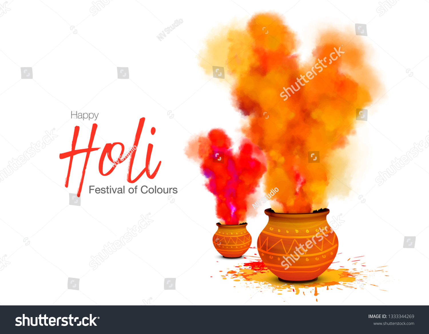 Colorful Happy Hoil Background Festival Colors Stock Vector Royalty Free