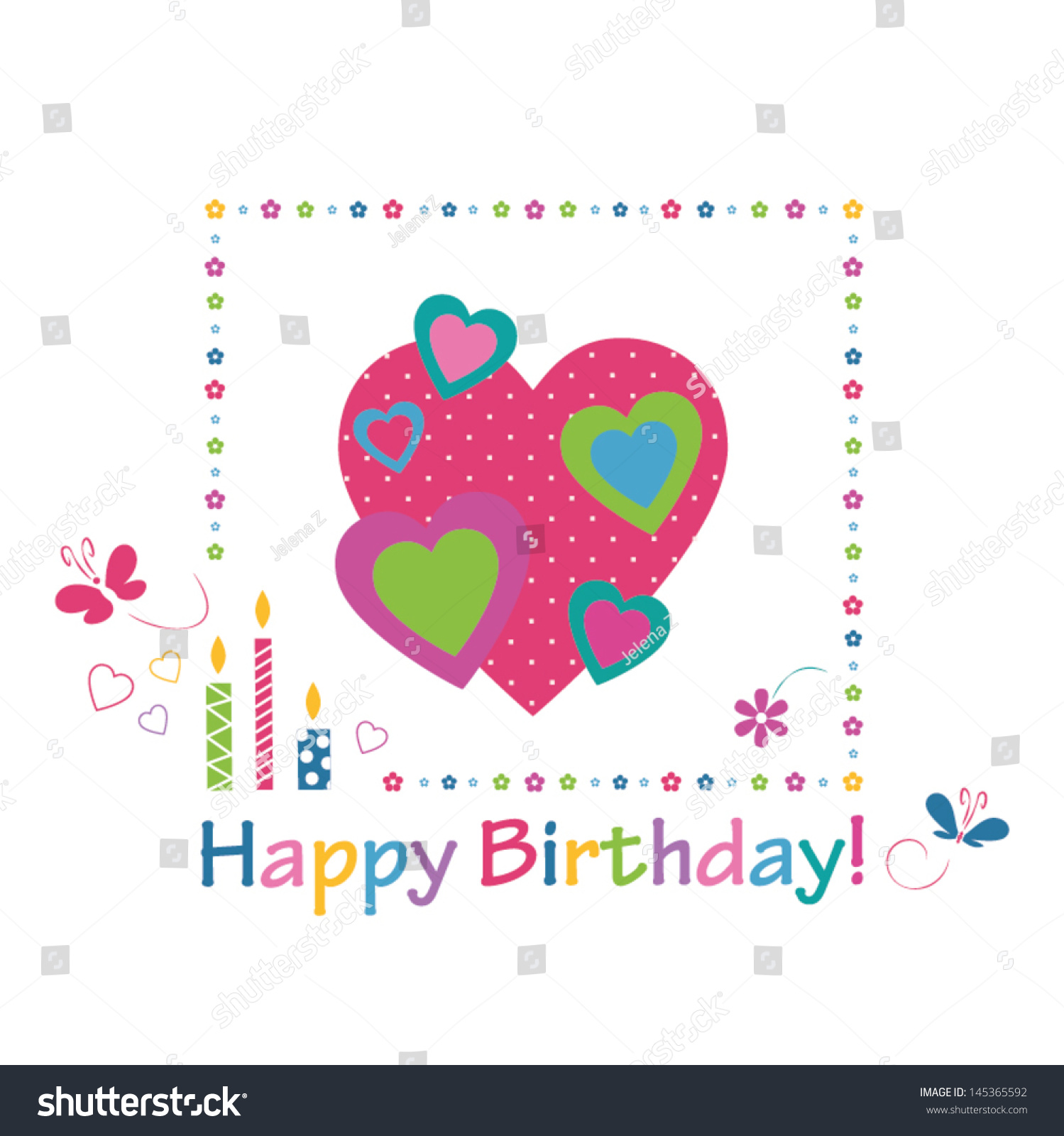 Colorful Hearts Happy Birthday Card Stock Vector (Royalty Free ...