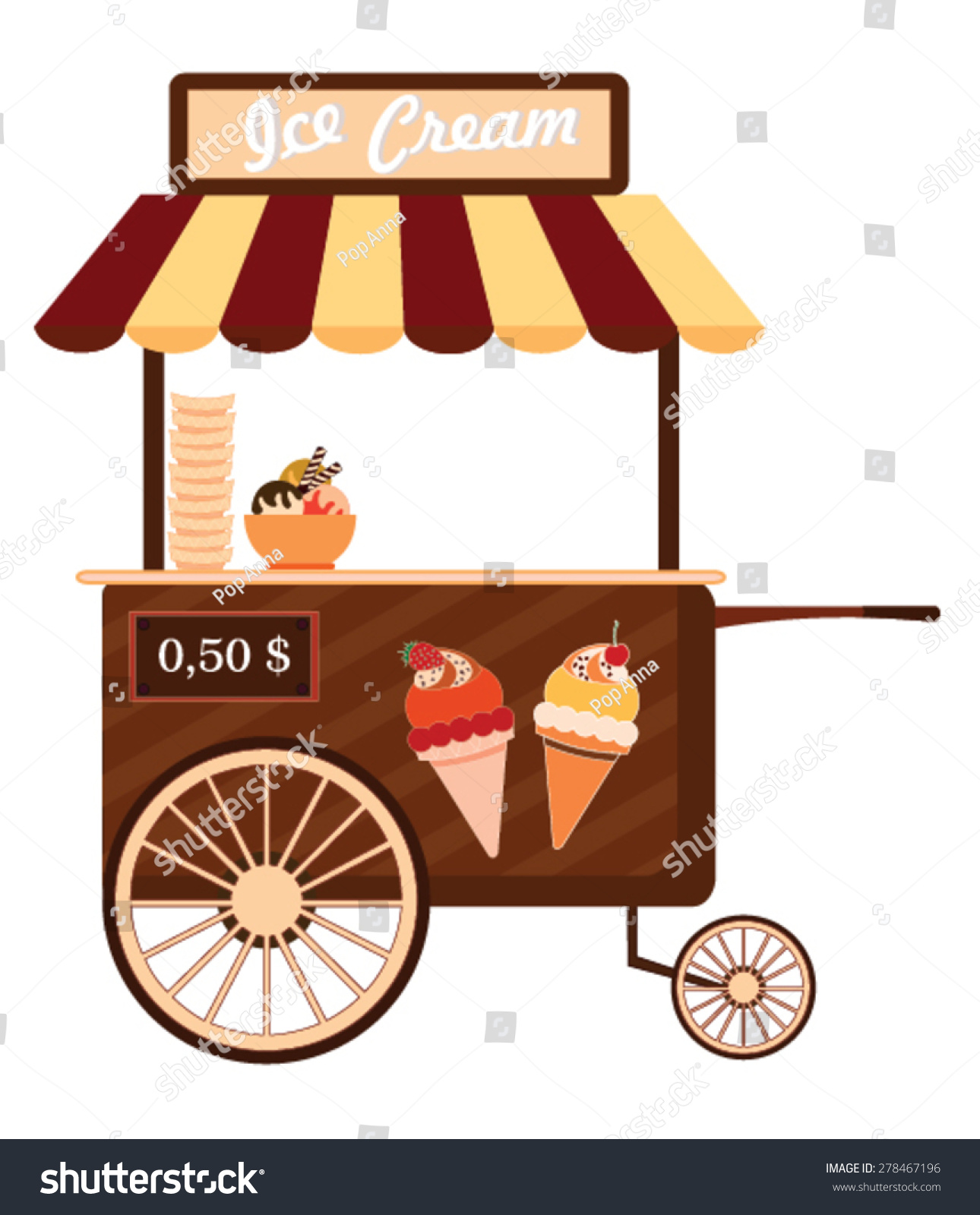 Colorful Ice Cream Cart Vector Illustration Stock Vector (Royalty Free ...