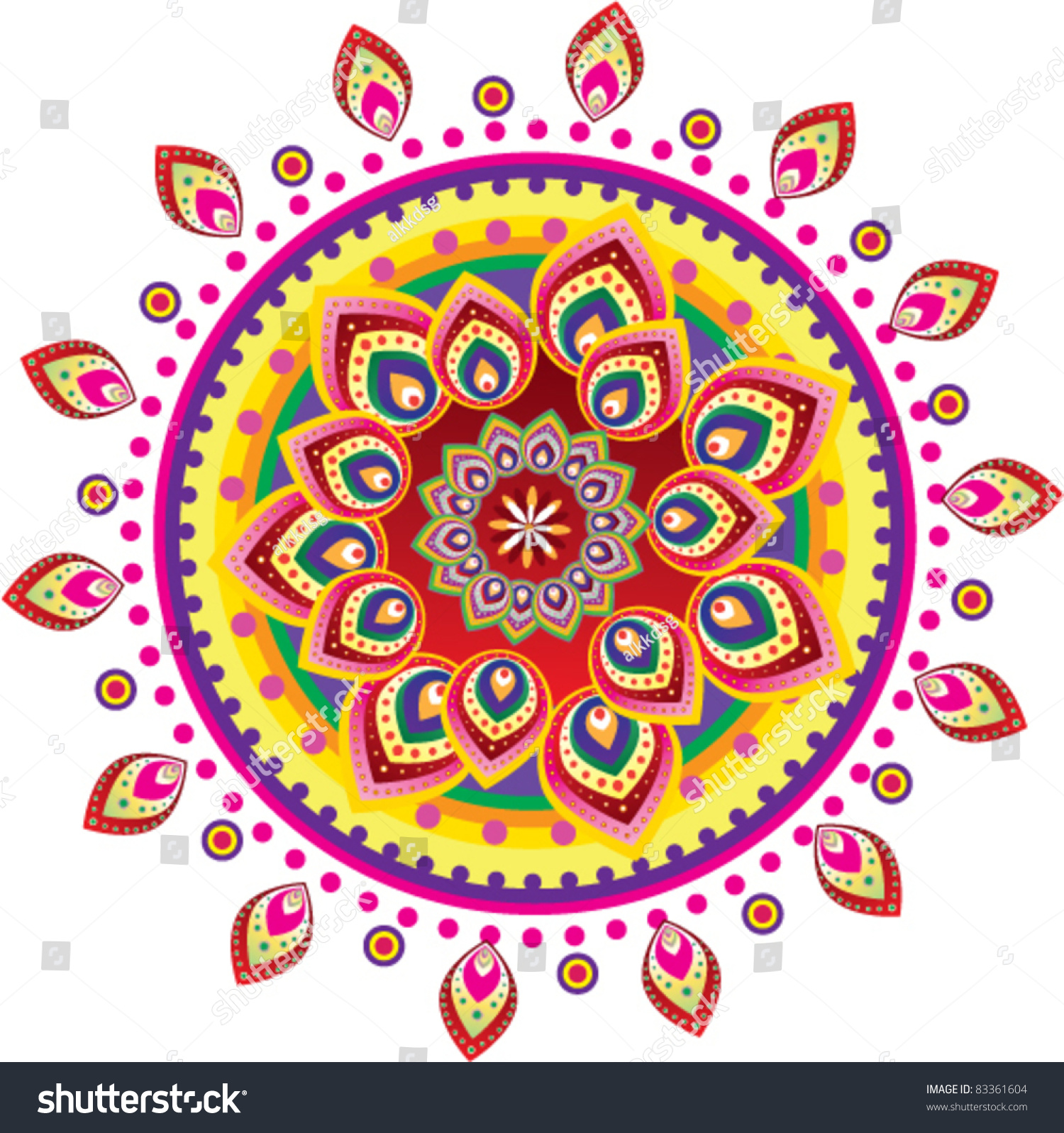 Colorful Indian Pattern Stock Vector 83361604 - Shutterstock