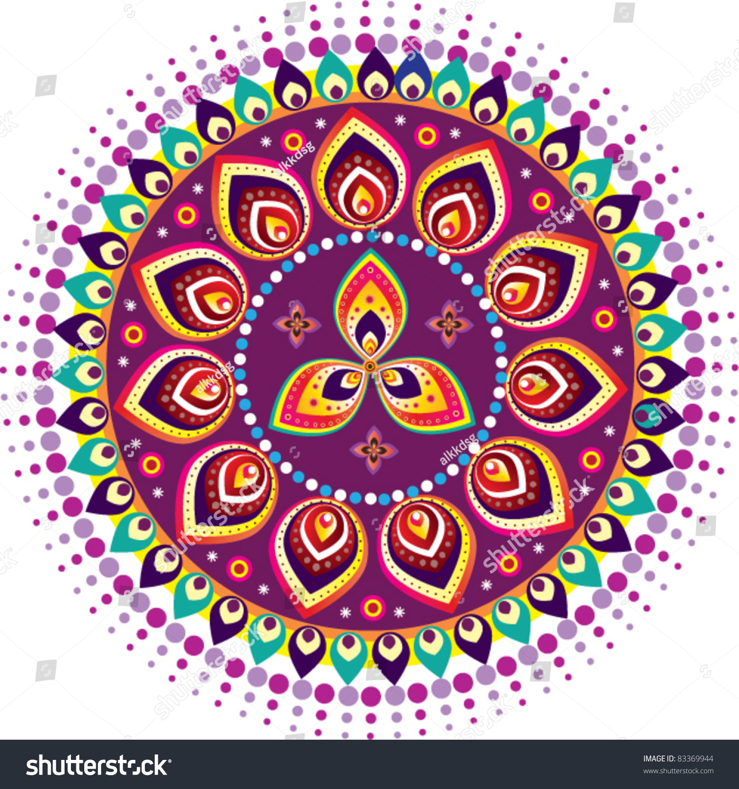 Colorful Indian Pattern Stock Vector 83369944 - Shutterstock