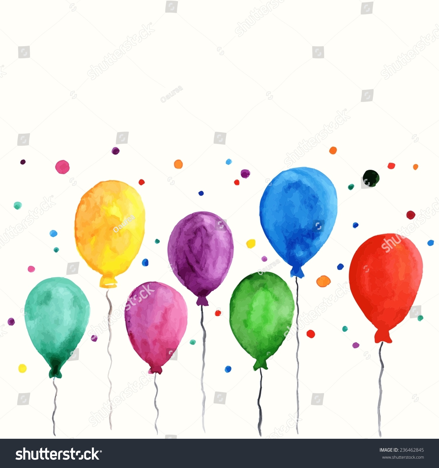 Colorful Inflatable Balloons Birthday Card Decoration Stock Vector Royalty Free 236462845