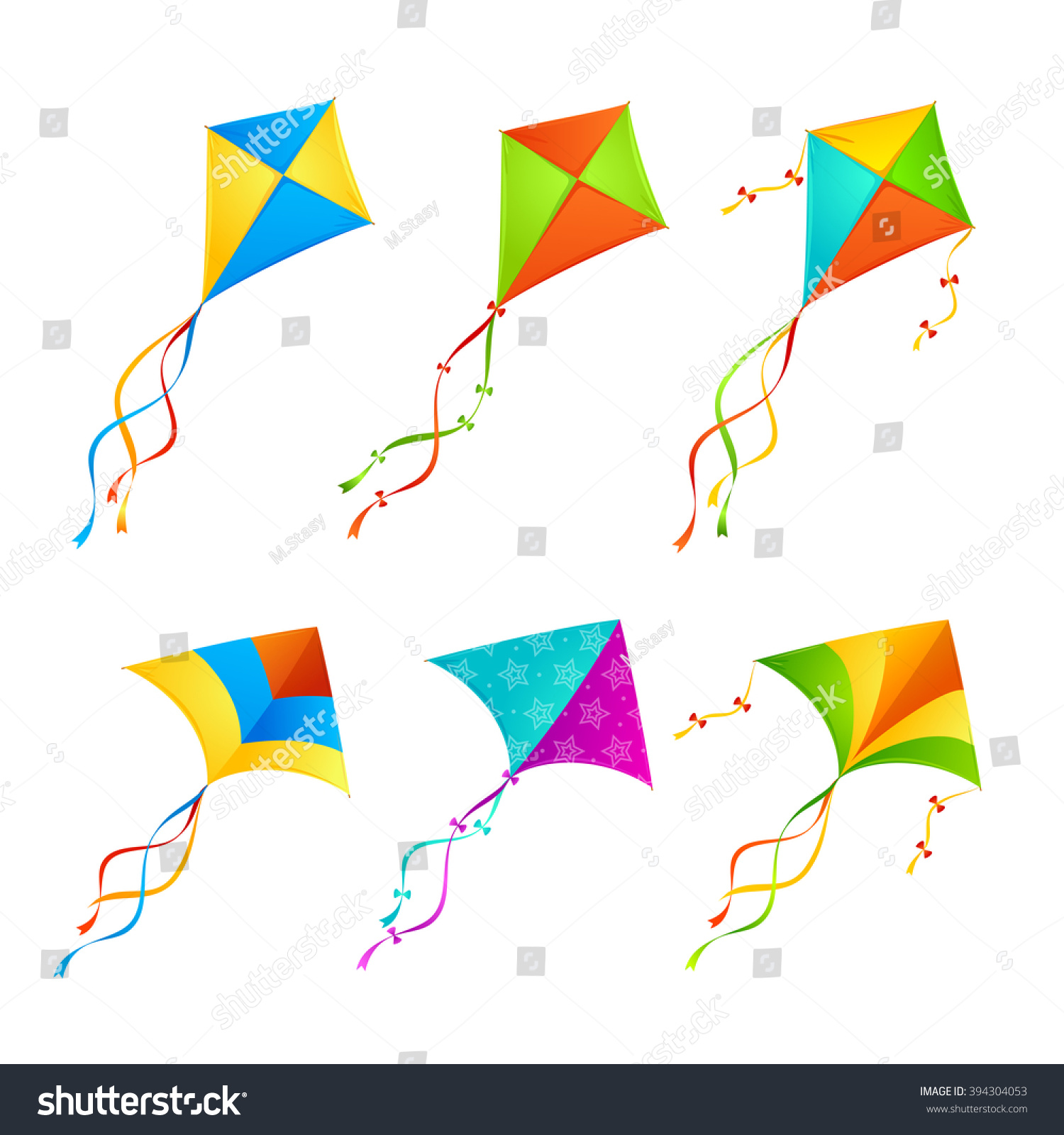 SVG of Colorful Kite Set on White Background. Vector illustration svg