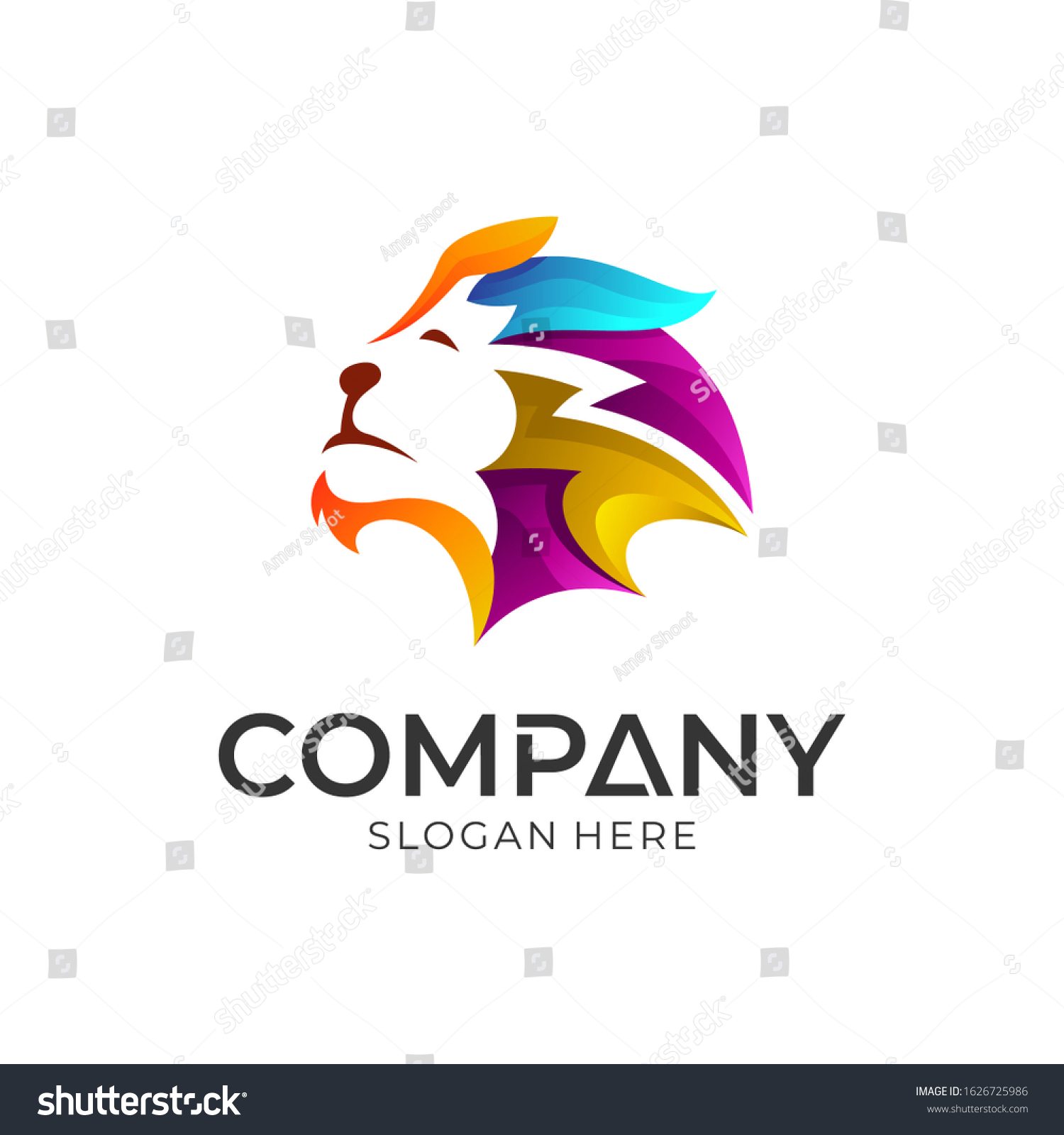 Colorful Lion Head Vector Logo Design Stock Vector (Royalty Free ...