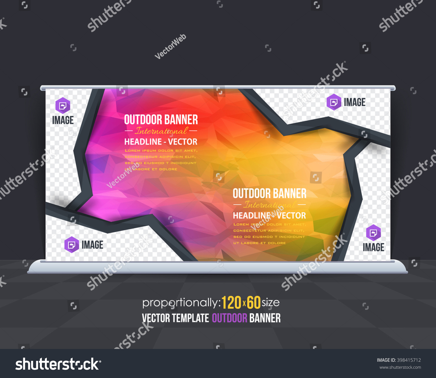 Colorful Low Poly Outdoor Banner Advertising Stock Vector 