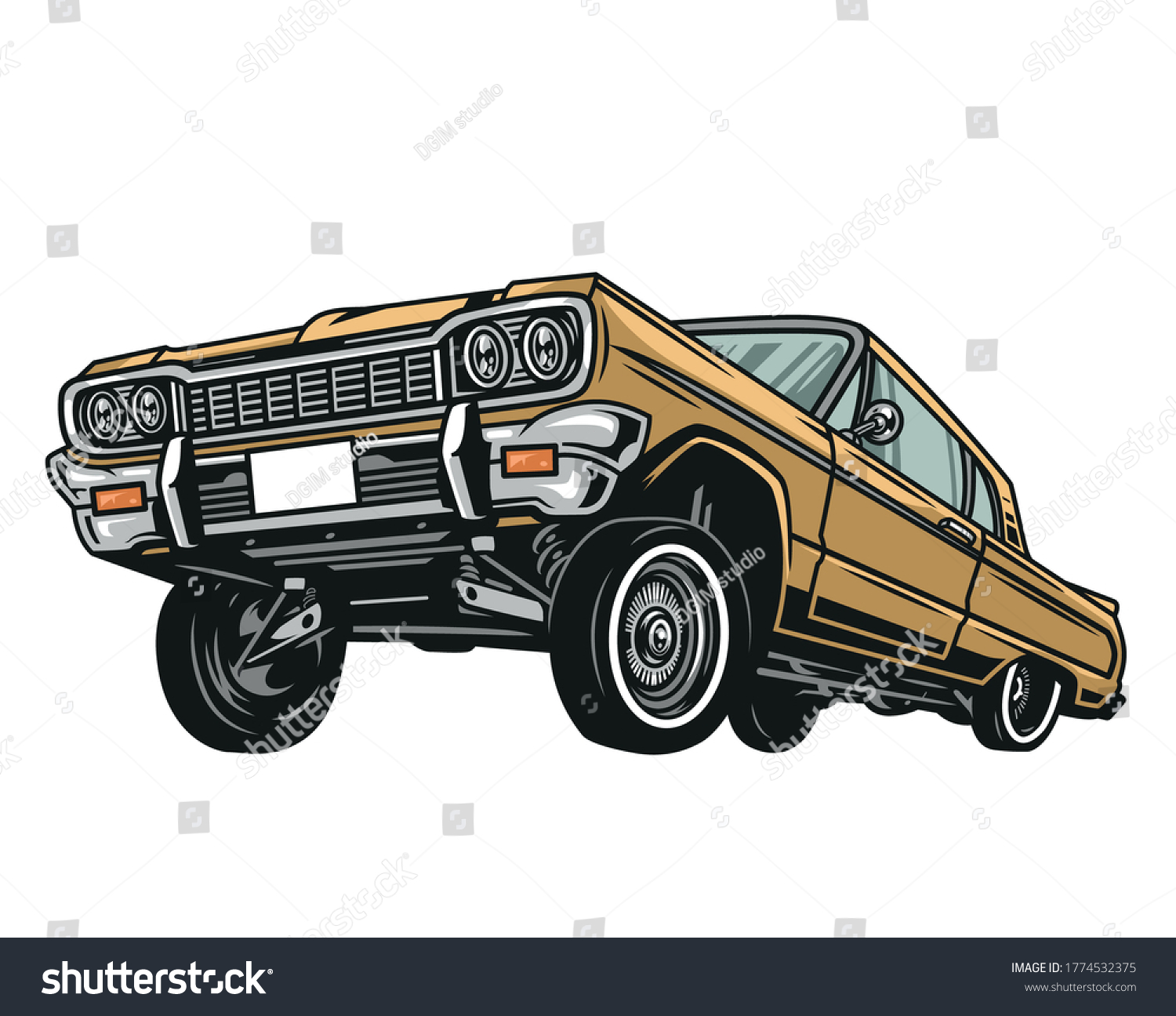 SVG of Colorful low rider retro car concept in vintage style isolated vector illustration svg