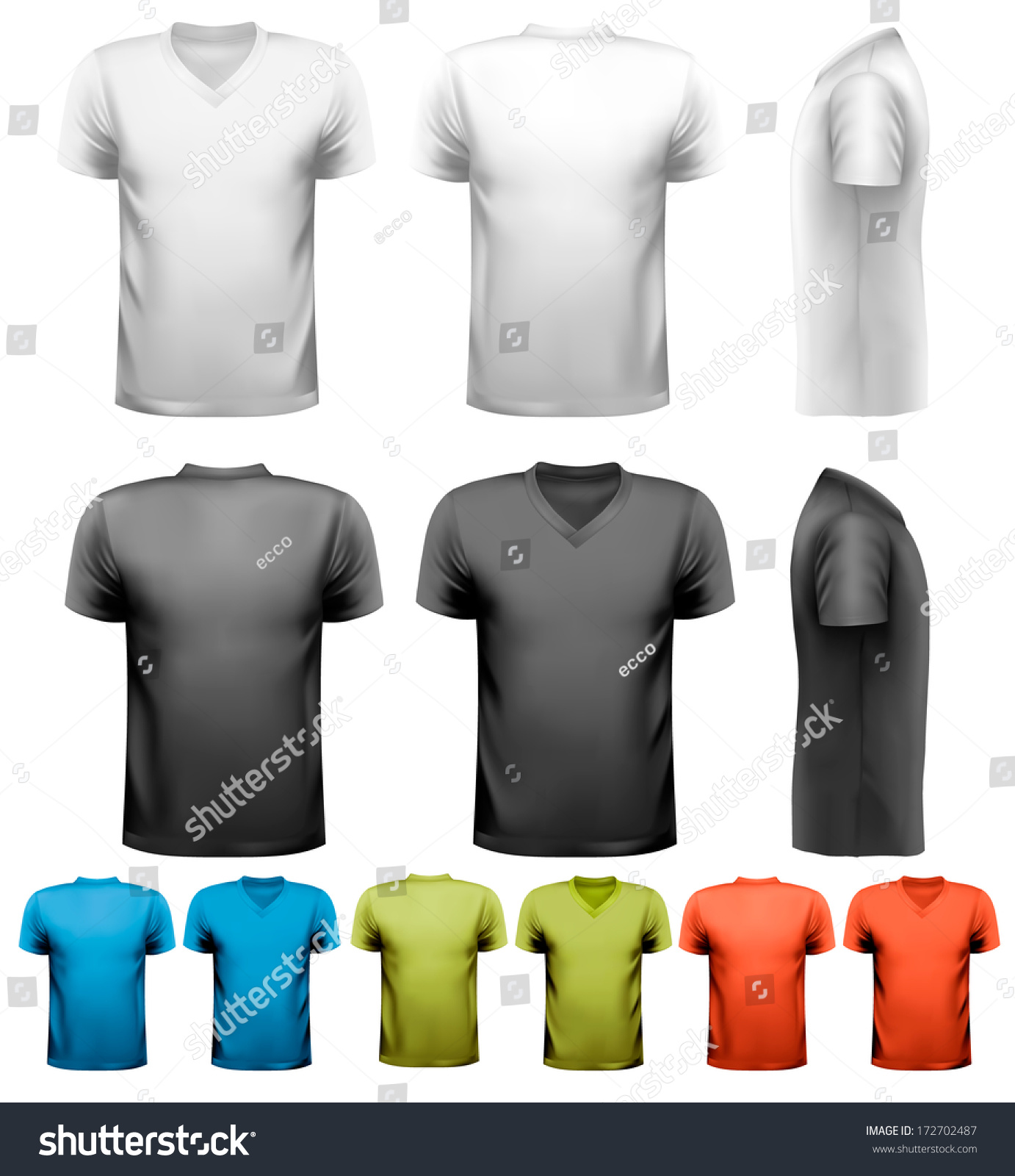 Colorful Male T-Shirts. Design Template. Vector. - 172702487 : Shutterstock