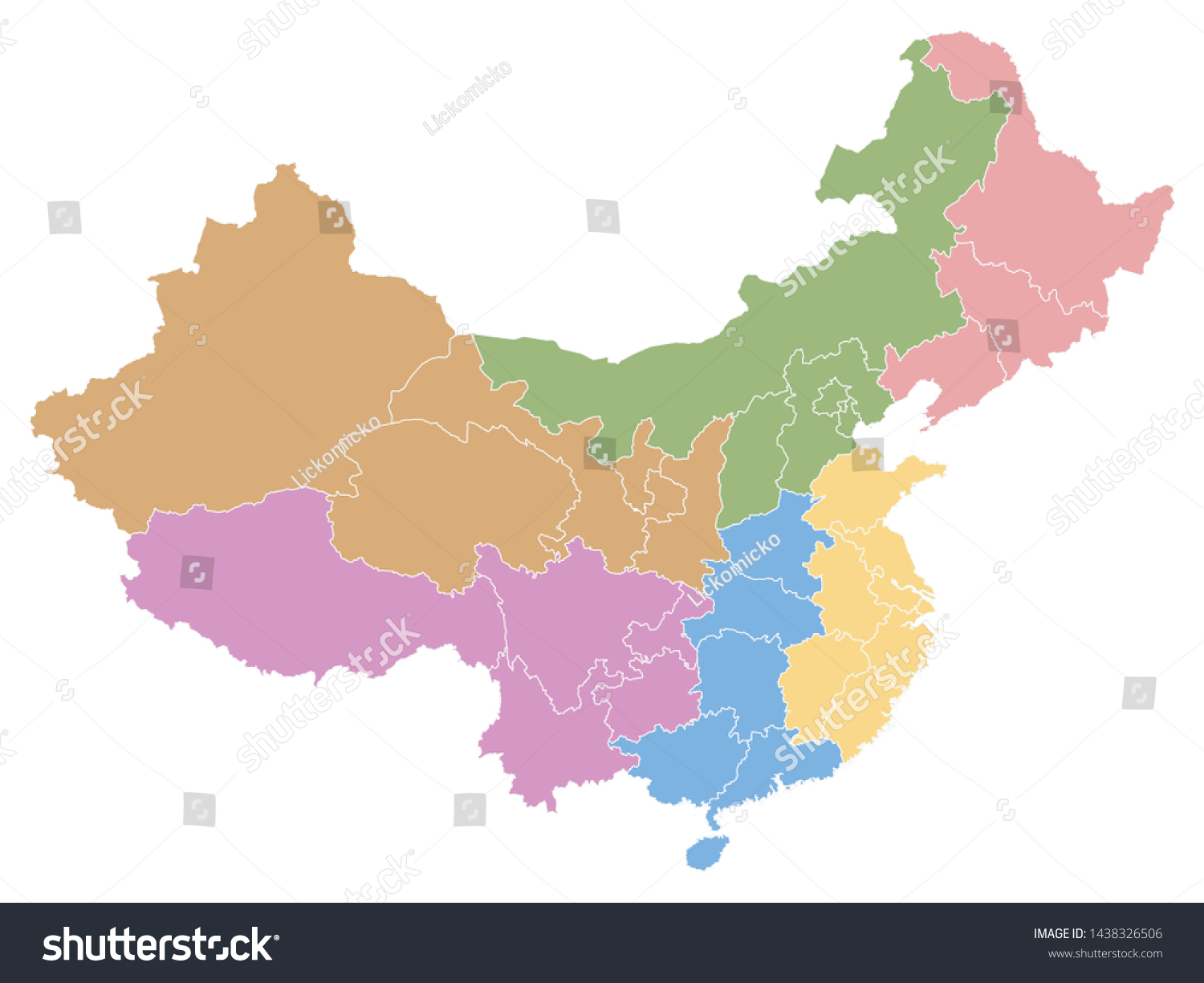 Colorful Map Provinces China Stock Vector (Royalty Free) 1438326506 ...