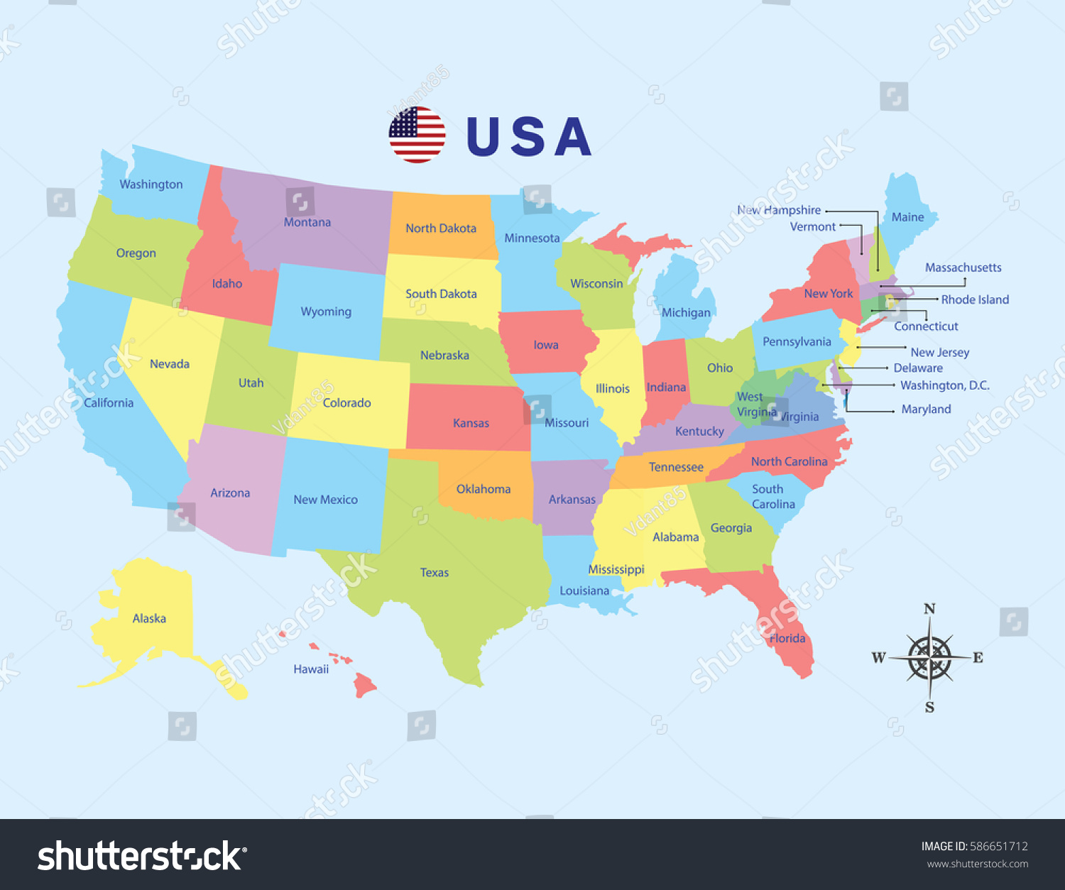 Colorful Map United States America On Stock Vector (Royalty Free ...