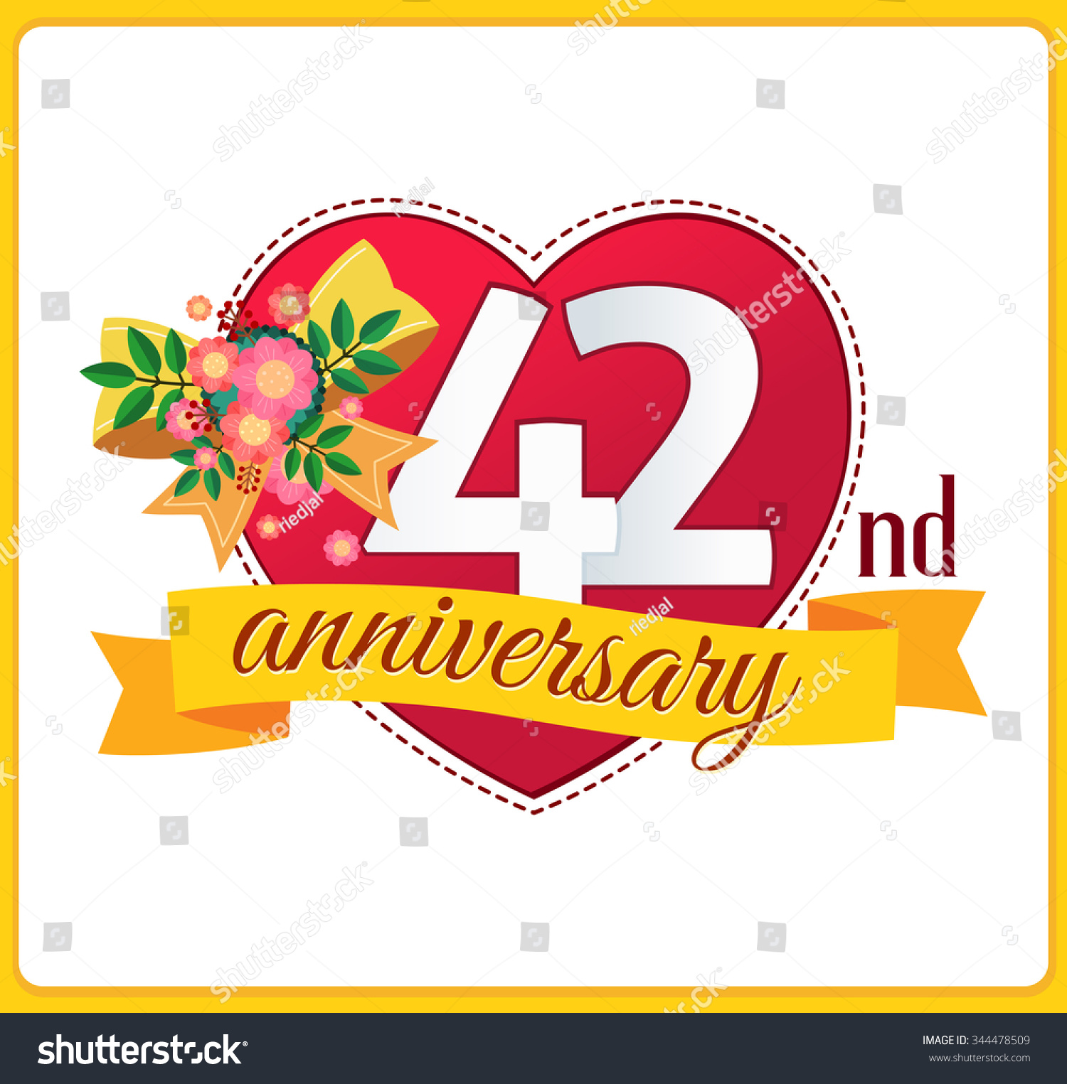 Colorful Marriage Anniversary Logo Stock Vector (Royalty Free) 344478509