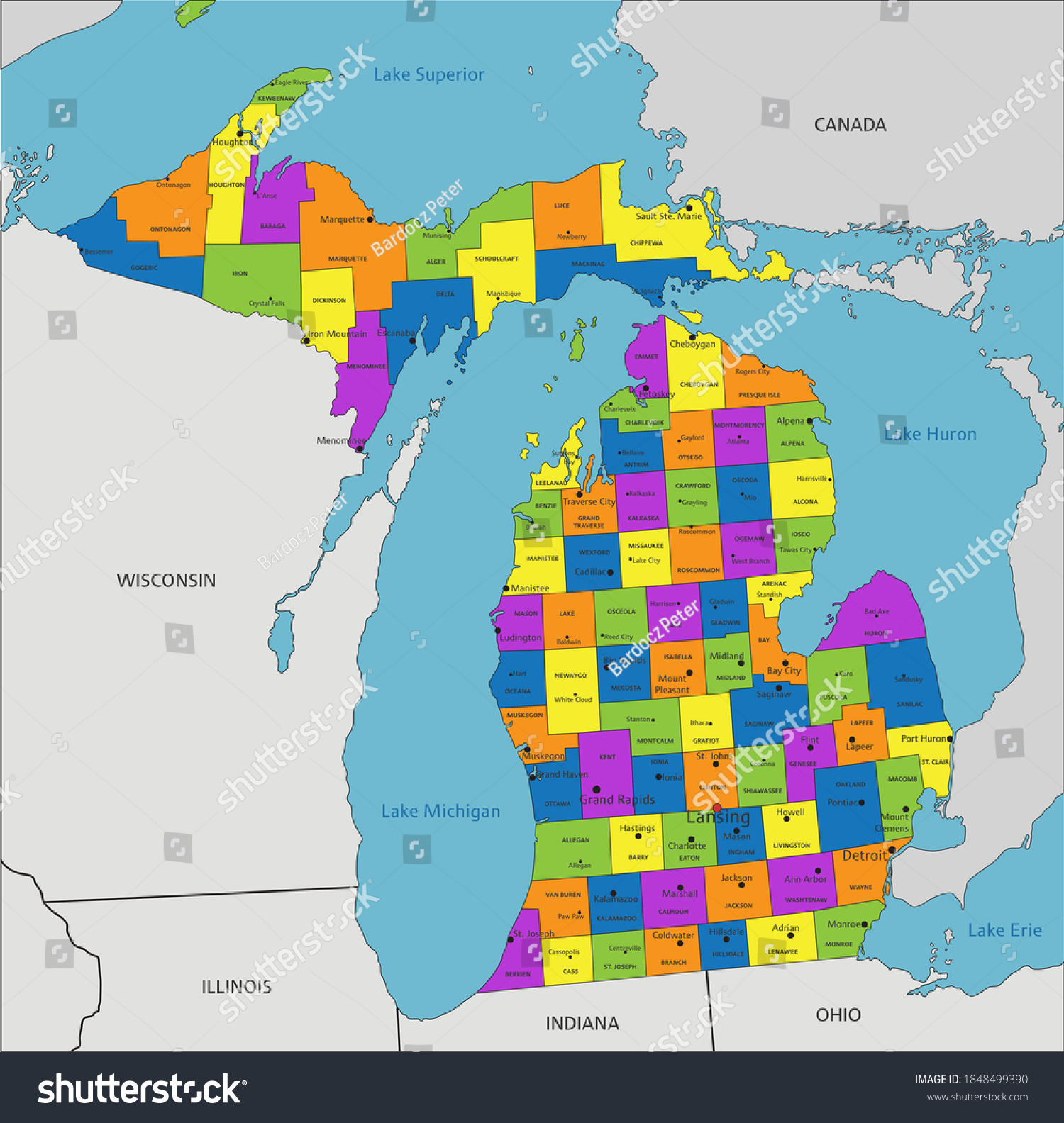 Political Map Of Michigan Table Rock Lake Map