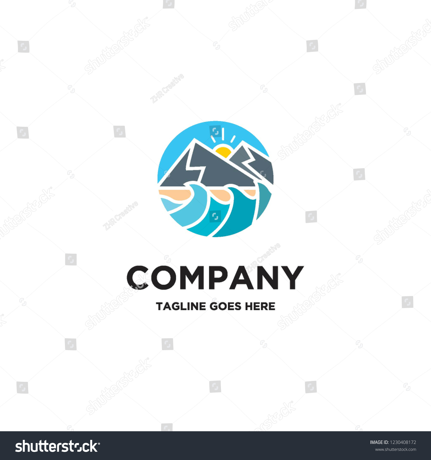 Colorful Mountain Waves Logo Icon Vector Stock Vector (Royalty Free ...