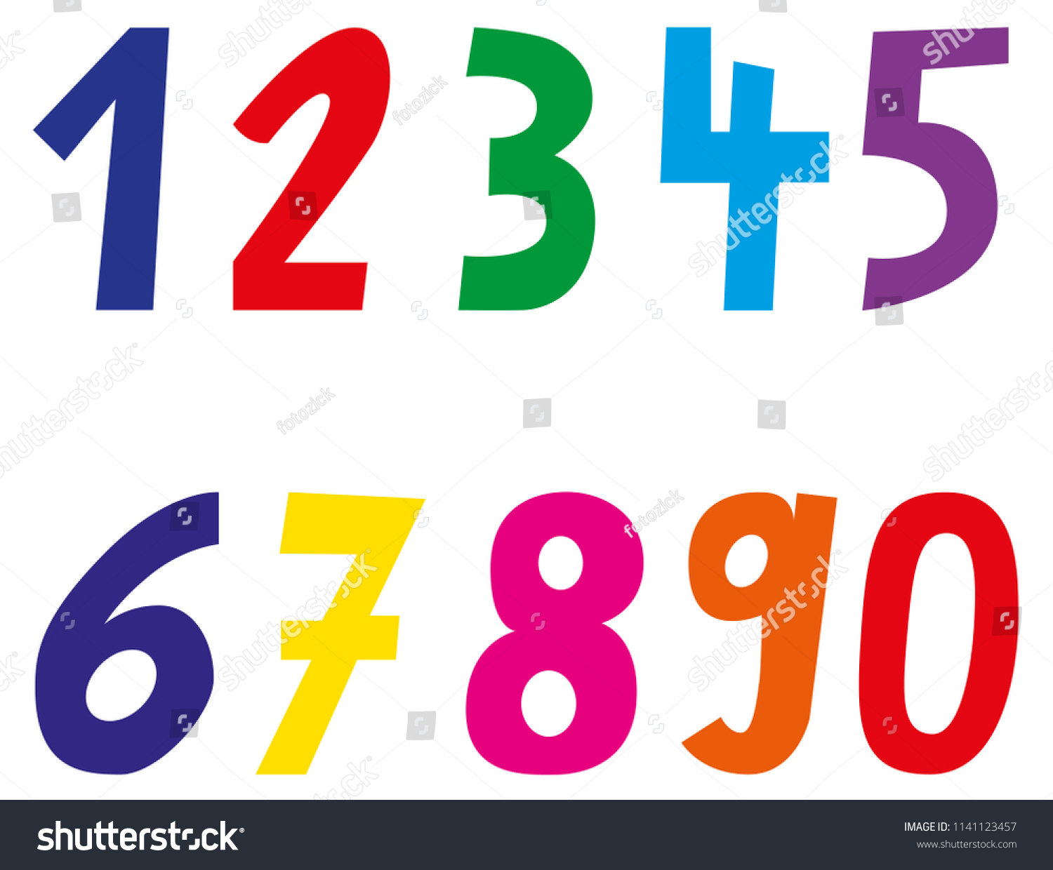 Colorful Numbers One Nine Zero Stock Vector Royalty Free