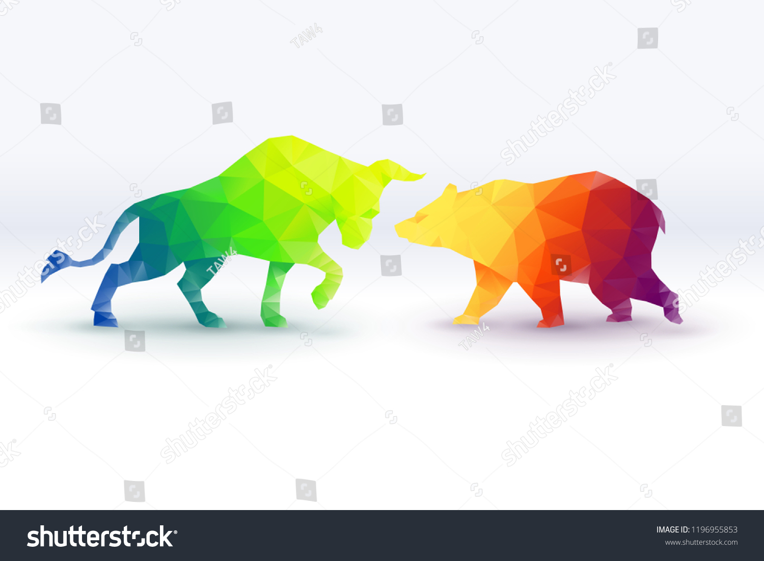 Colorful Low Poly Bullish Versus Bearish Stock Vector (Royalty Free ...