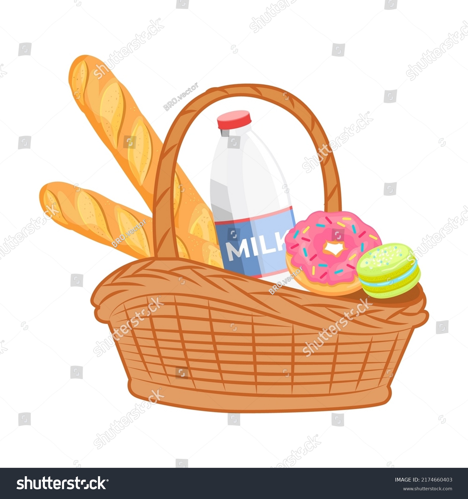 Colorful Picnic Basket Food Cartoon Vector Stock Vector (Royalty Free) 2174660403 Shutterstock