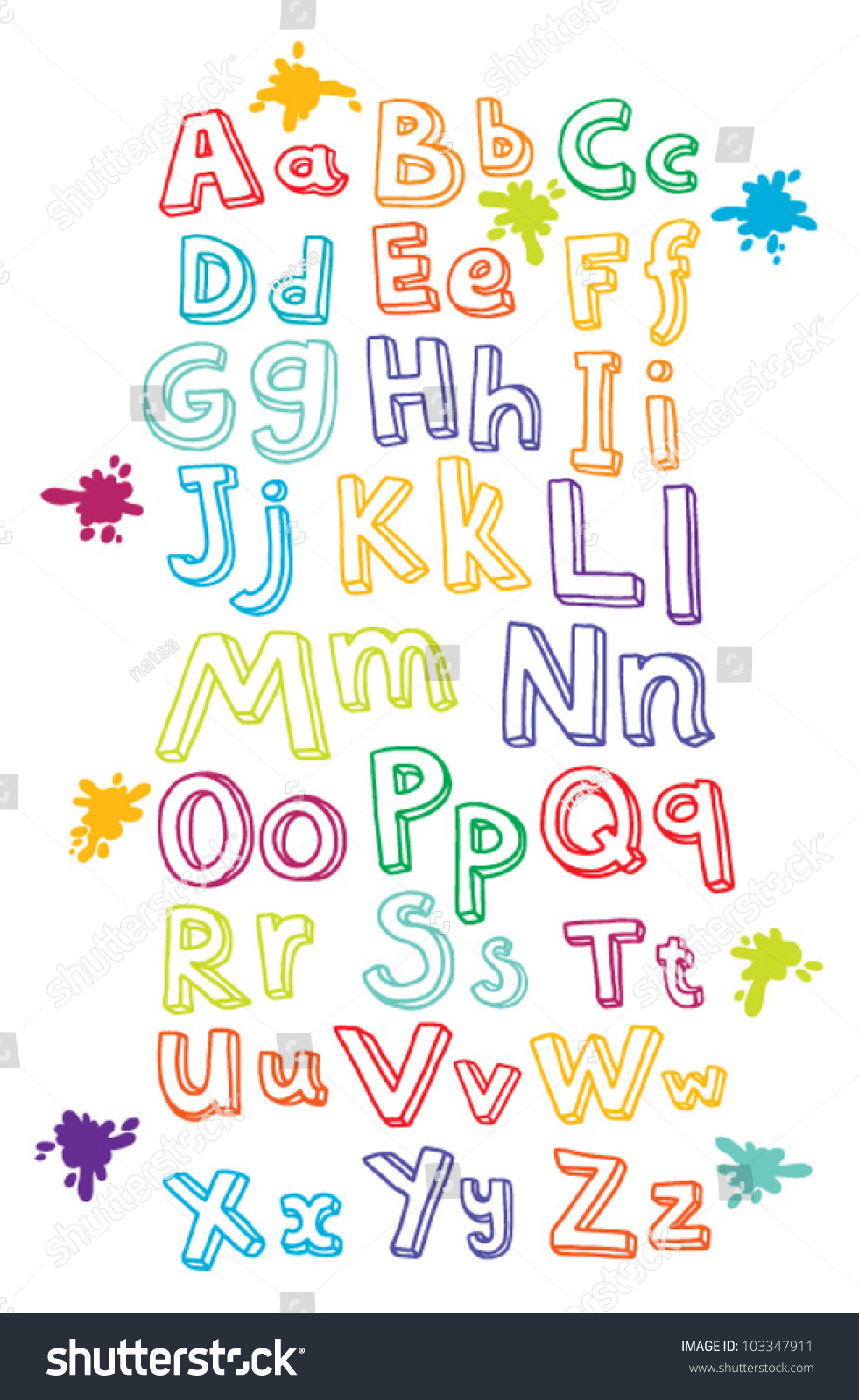 Colorful Outline Alphabet Stock Vector Illustration 103347911 ...