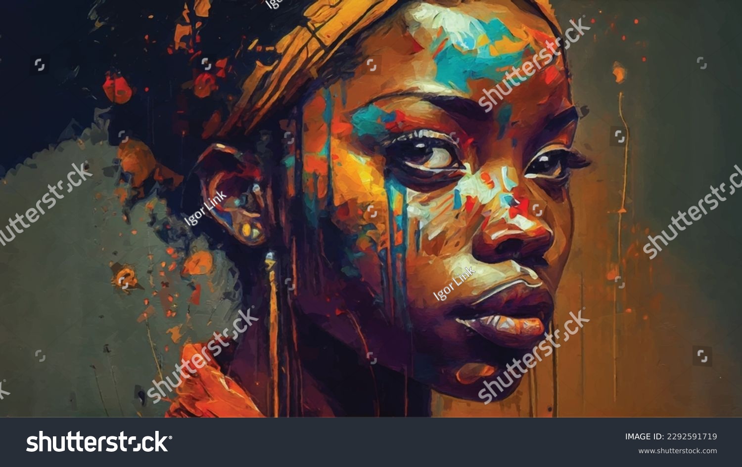 SVG of colorful paint image on the beautiful african face of a young woman svg
