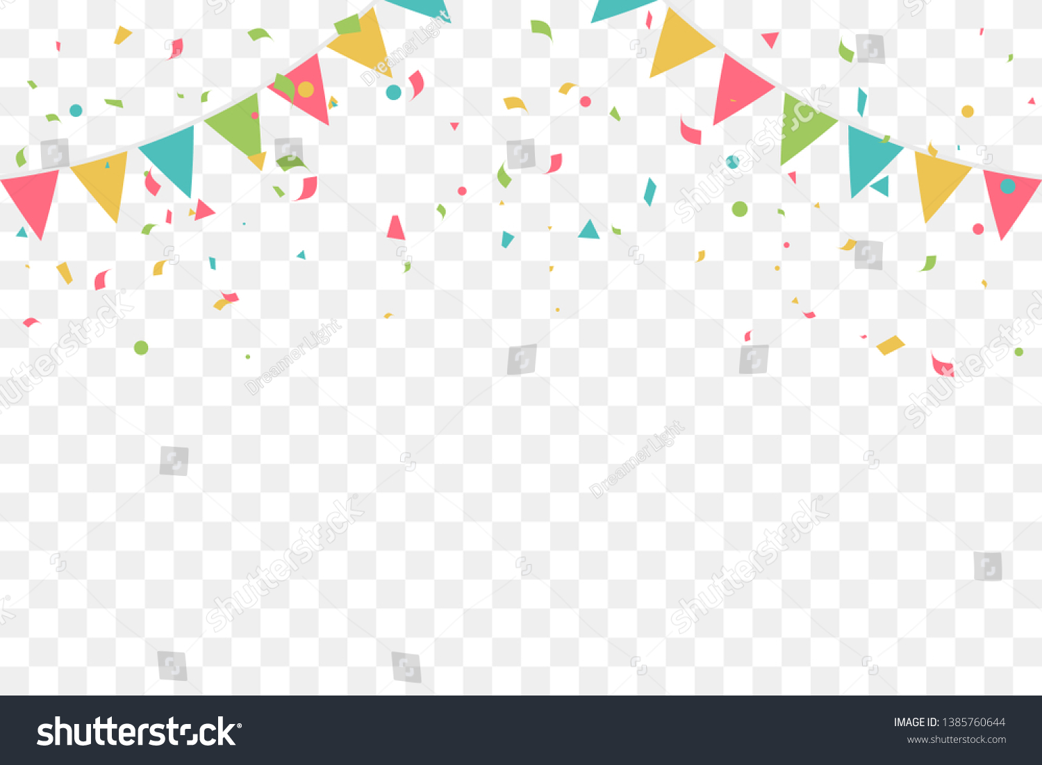 Colorful Party Flags Confetti On Transparent Vector De Stock Libre De