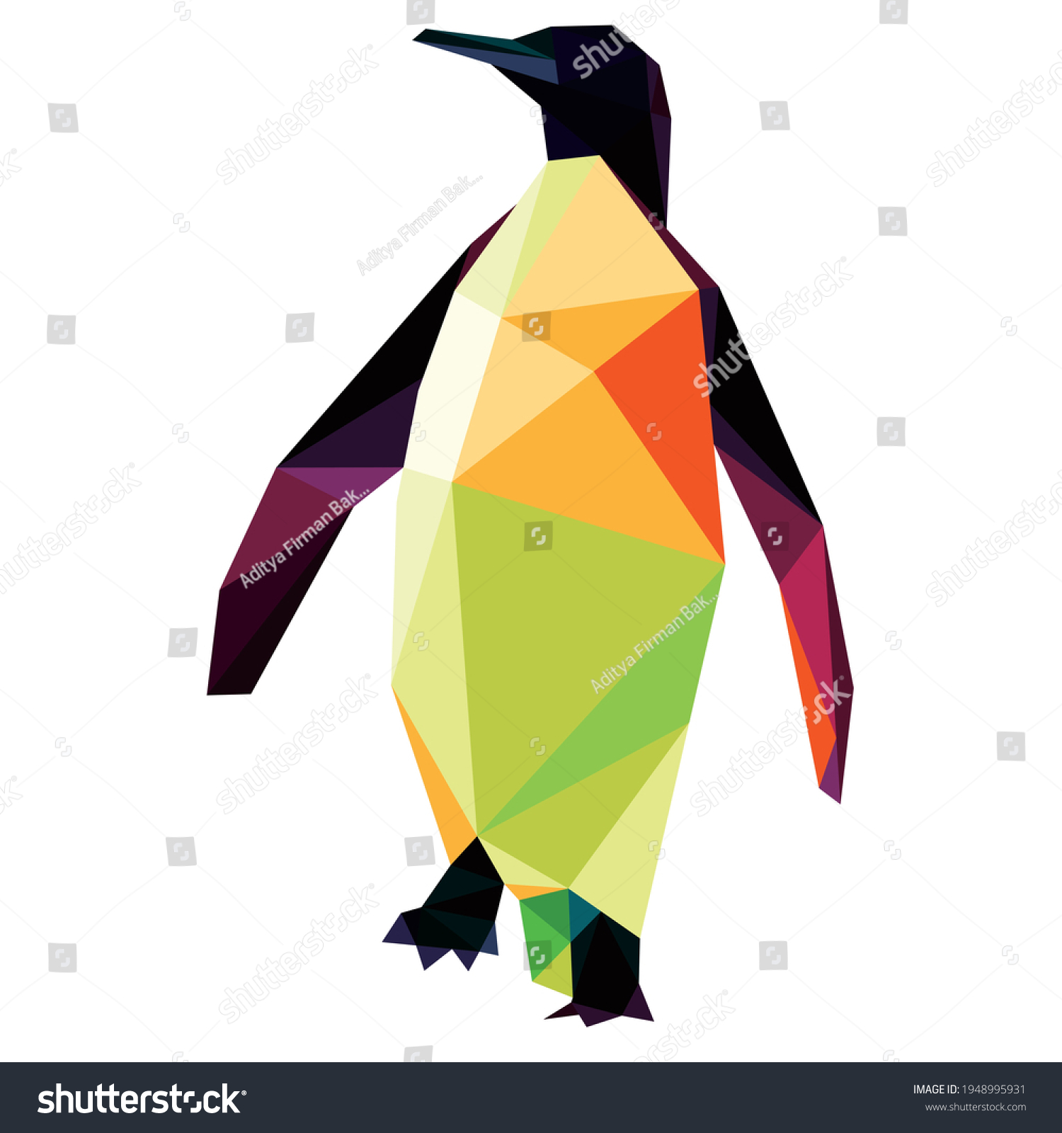 Colorful Penguin Polygon Low Poly Silhouette Stock Vector (Royalty Free ...